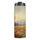  herfstweide schilderij klaprozen thermosbeker (Voorkant)