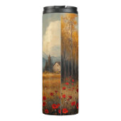  herfstweide schilderij klaprozen thermosbeker (Achterkant)