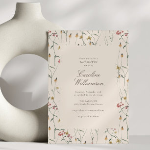 Herfstweide Wilde Bloem Baby Shower Rustieke Tuin Kaart