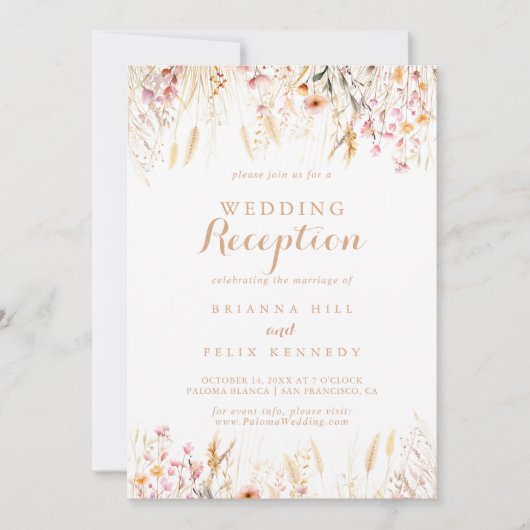 Herfstweide Wilde Bloemen Bruiloftsreceptie Kaart (Voorkant)