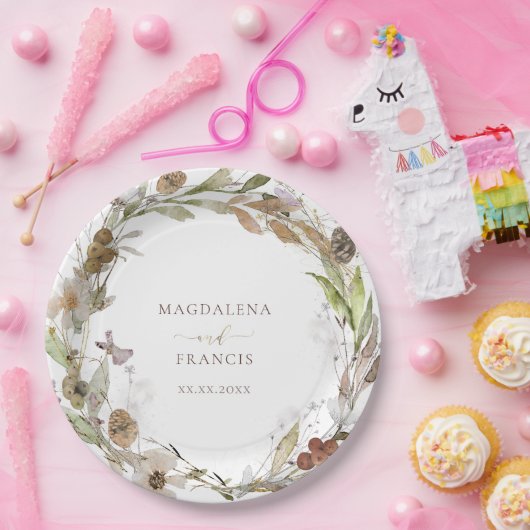 herfstweidebloemen met bruiloft papieren bordje (Feest)