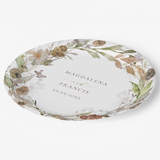 herfstweidebloemen met bruiloft papieren bordje (Gekanteld)