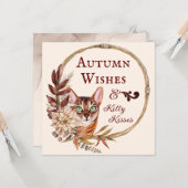 Herfstwensen & Kat Kusjes, Herfst Seizoen Groet Kaart (Voorkant / Achterkant in situ)