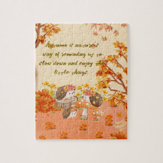 Herfstwhimsy: Egels in een gezellig bos Legpuzzel