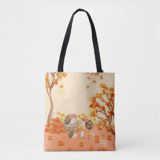 Herfstwhimsy: Egels in een knus bos Tote Bag