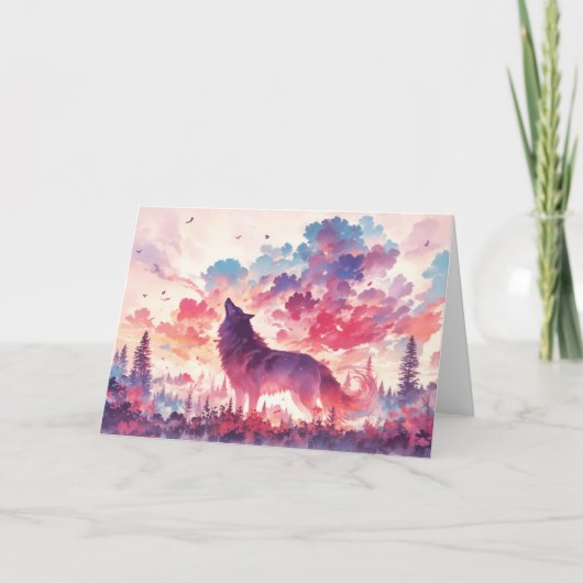 Herfstwolf in het bos kaart (Voorkant)