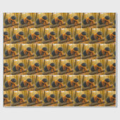 Herfstwollig Beer rups met een sjaal Cadeaupapier (Vlak)