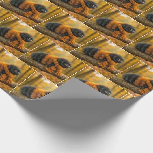 Herfstwollig Beer rups met een sjaal Cadeaupapier (Hoek)