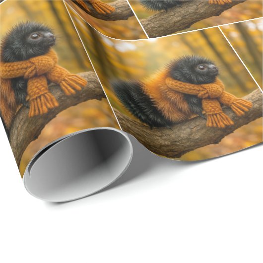 Herfstwollig Beer rups met een sjaal Cadeaupapier (Rol Hoek)