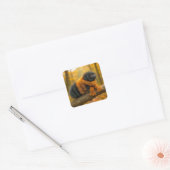 Herfstwollig Beer rups met een sjaal Vierkante Sticker (Envelop)