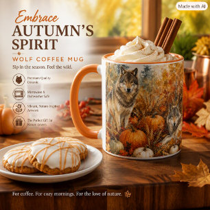 Herfstwolven Wildlife & Pompoenen Koffie Mok