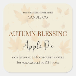 Herfstzegen Appeltaart | Herfst Kaarslabel Vierkante Sticker
