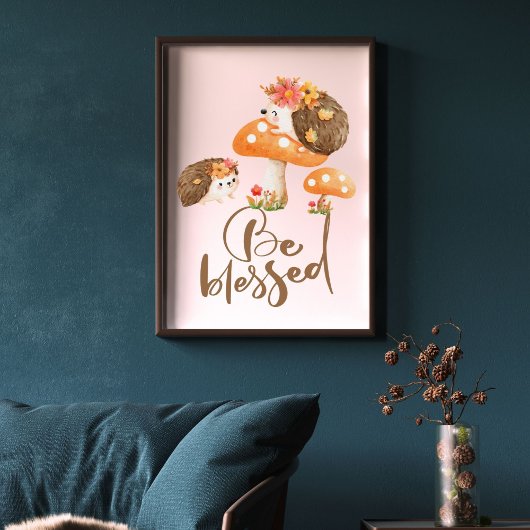 Herfstzegeningen: Baby Hedgehogs & Mushrooms Art Poster