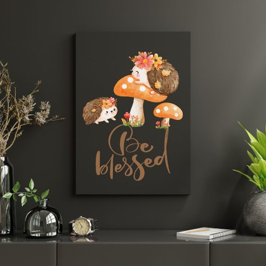 Herfstzegeningen: Baby Hedgehogs & Mushrooms Art Poster