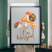 Herfstzegeningen: Baby Hedgehogs & Mushrooms Art Poster