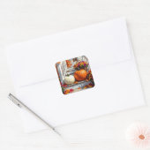 Herfstzegeningen | Moeders, pompoenen en valblader Vierkante Sticker (Envelop)