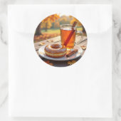 Herfstzegens | Cider en Donut Ronde Sticker (Tas)