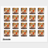 Herfstzegens | Cider en Donut Vierkante Sticker (Vel)