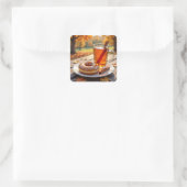 Herfstzegens | Cider en Donut Vierkante Sticker (Tas)