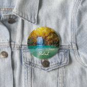 Herfstzicht op Erawan-waterval Thailand          Ronde Button 7,6 Cm (In situ)