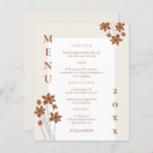 Herfstzijde Bloemenbruiloft Diner Menu Kaart (Voorkant / Achterkant)