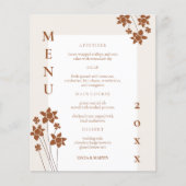 Herfstzijde Bloemenbruiloft Diner Menu Kaart (Voorkant)