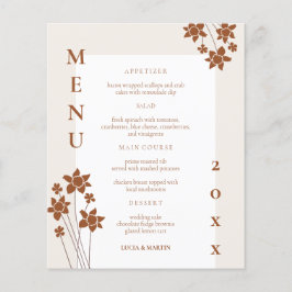 Herfstzijde Bloemenbruiloft Diner Menu Kaart