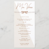 Herfstzijde Bloemenbruiloft Diner Menu Kaart (Voorkant)