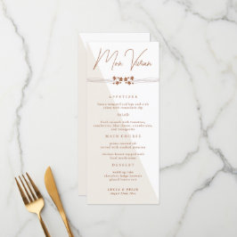 Herfstzijde Bloemenbruiloft Diner Menu Kaart