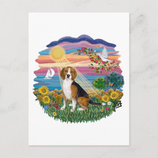 Herfstzon - Beagle #7 Briefkaart (Voorkant)