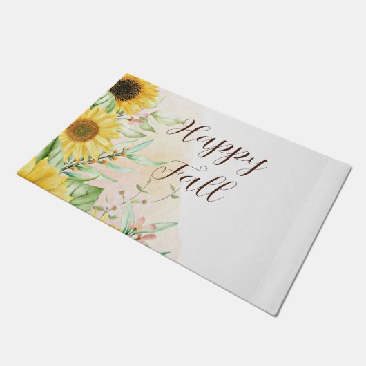 Herfstzonnebloemen met aanpasbare tekst  deurmat (Schuin)