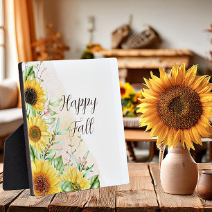 Herfstzonnebloemen met aanpasbare tekst  fotoplaat