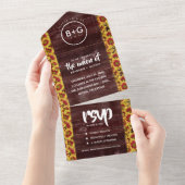 Herfstzonnebloemen op hek bruiloft all in one uitnodiging (Afscheurbaar)