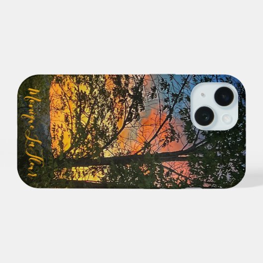 "Herfstzonsondergang" iPhone 15 Case (Achterkant horizontaal)