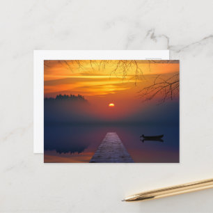 Herfstzonsondergang, schilderachtig foto, briefkaart