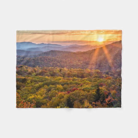 Herfstzonsondergang vanaf Beacon Heights Fleece Deken (Voorkant (Horizontaal))