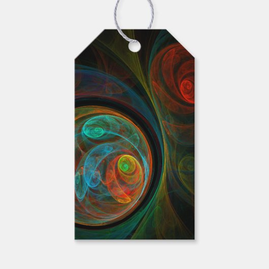 Hergeboorblauwe Abstracte kunst Cadeaulabel (Voorkant)