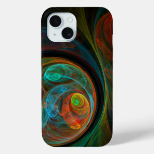 Hergeboorblauwe Abstracte kunst iPhone 15 Case