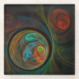 Hergeboorblauwe Abstracte kunst Glazen Onderzetter