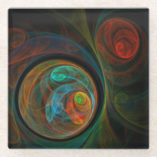 Hergeboorblauwe Abstracte kunst Glazen Onderzetter (Voorkant)