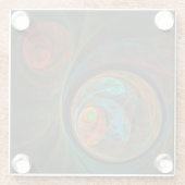 Hergeboorblauwe Abstracte kunst Glazen Onderzetter (Achterkant)