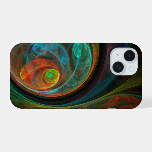 Hergeboorblauwe Abstracte kunst iPhone 15 Case (Achterkant horizontaal)