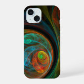 Hergeboorblauwe Abstracte kunst iPhone 15 Case (Achterkant)