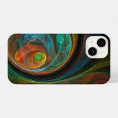 Hergeboorblauwe Abstracte kunst iPhone Hoesje (Achterkant horizontaal)