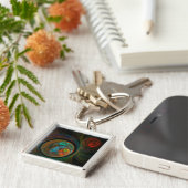 Hergeboorblauwe Abstracte kunst Klein Sleutelhanger (Zijkant)