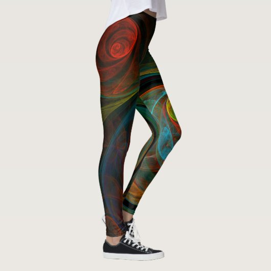 Hergeboorblauwe Abstracte kunst Leggings (Rechts)
