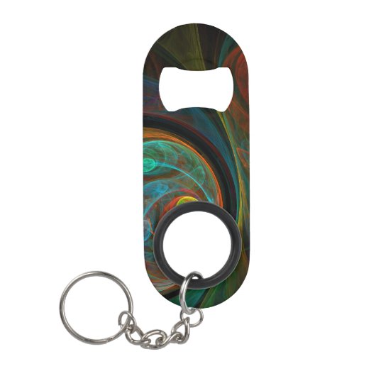 Hergeboorblauwe Abstracte kunst Mini Flessenopener (Voorkant)
