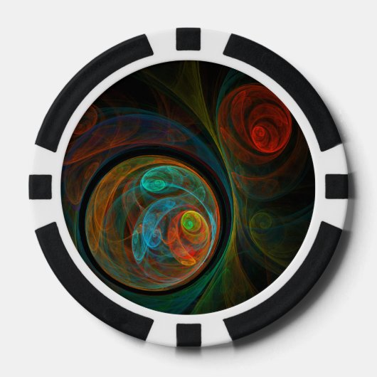 Hergeboorblauwe Abstracte kunst Poker Chips (Voorkant)