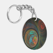 Hergeboorblauwe Abstracte kunst Sleutelhanger (Voorkant Links)