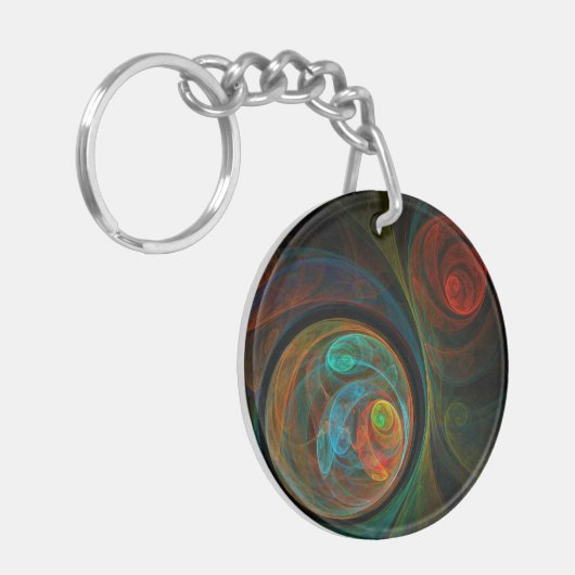 Hergeboorblauwe Abstracte kunst Sleutelhanger (Voorkant Links)